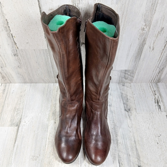 Born Shoes Brown Leather Knee-High Riding Boots Button Detail #1471 - Picture 3 of 15